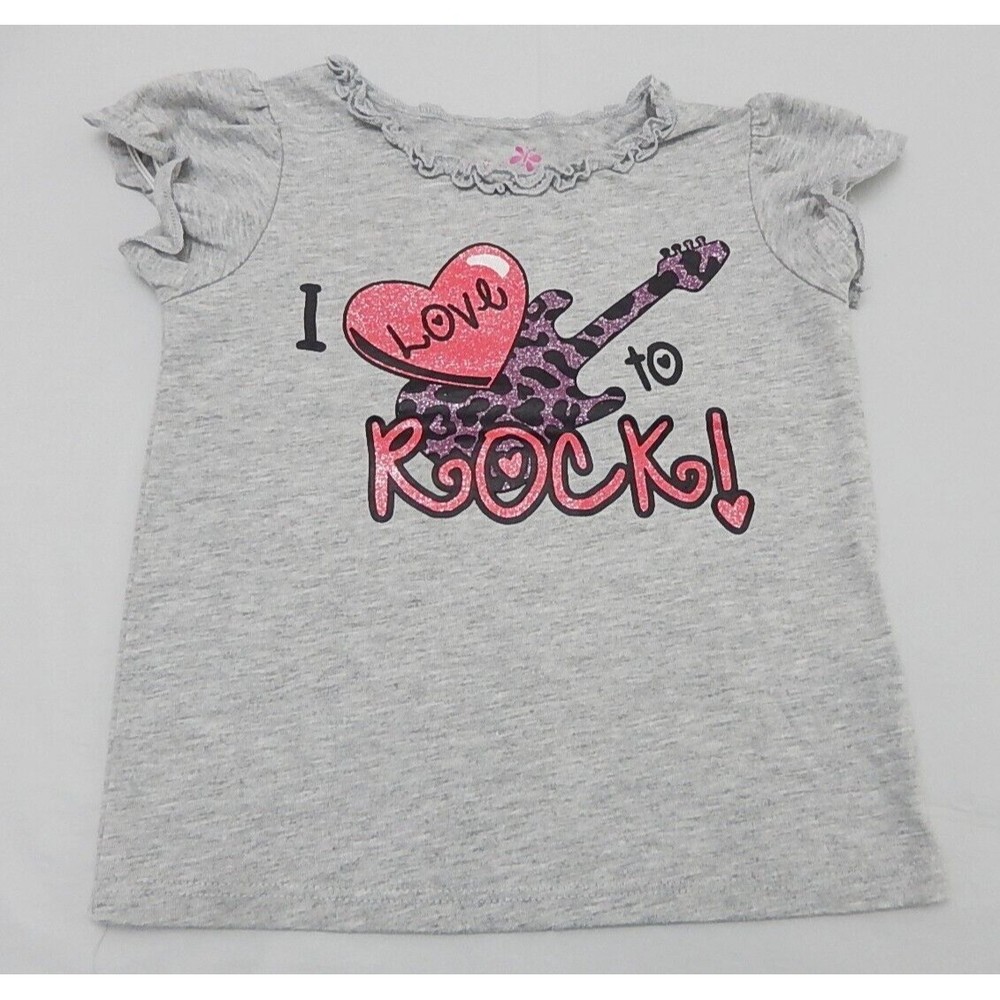 Okie-Dokie Baby Girl Graphic T-Shirt 18M Short Sleeve Crew Neck Rock Pullover